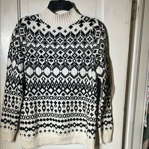 Old Navy Cream and Black Sweater